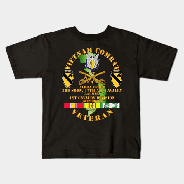 Vietnam Combat Cavalry Vet w Alpha Troop - 3rd Sqn 17th Air Cav Lai Khe - 1st Cav Div SSI Kids T-Shirt by twix123844